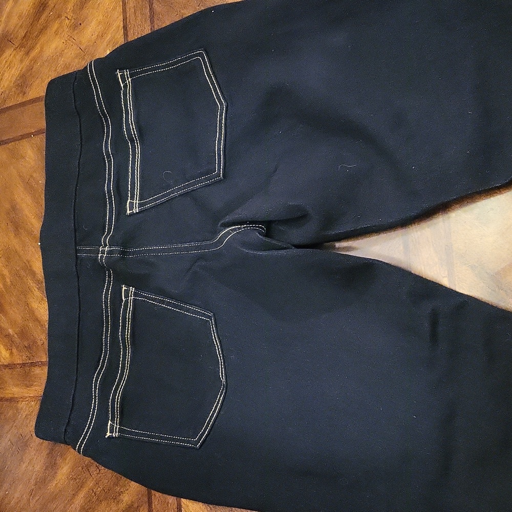 •L.E.I•HIGH WITH TAN STITCHING DARK SKINNY DENIM JEGGINGS SIZE LARGE - Picture 5 of 8